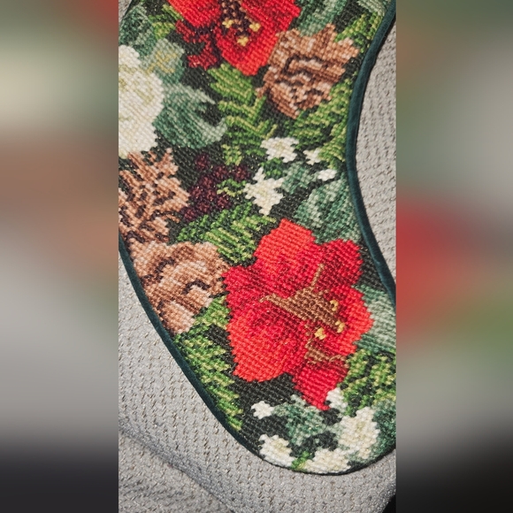 Vintage Needlepoint Christmas Stockings With Velvet Back - Picture 2 of 6